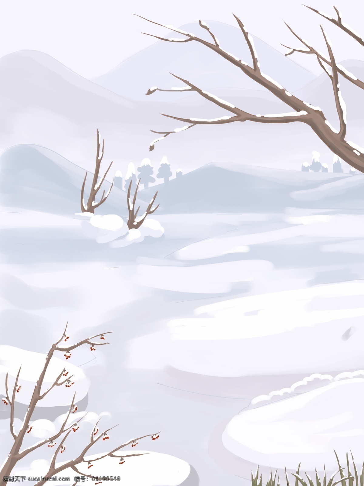 简约 冬天 雪地 打雪仗 背景 树枝 冬天快乐 冬季 雪人 冬天早晨 背景素材 广告背景素材
