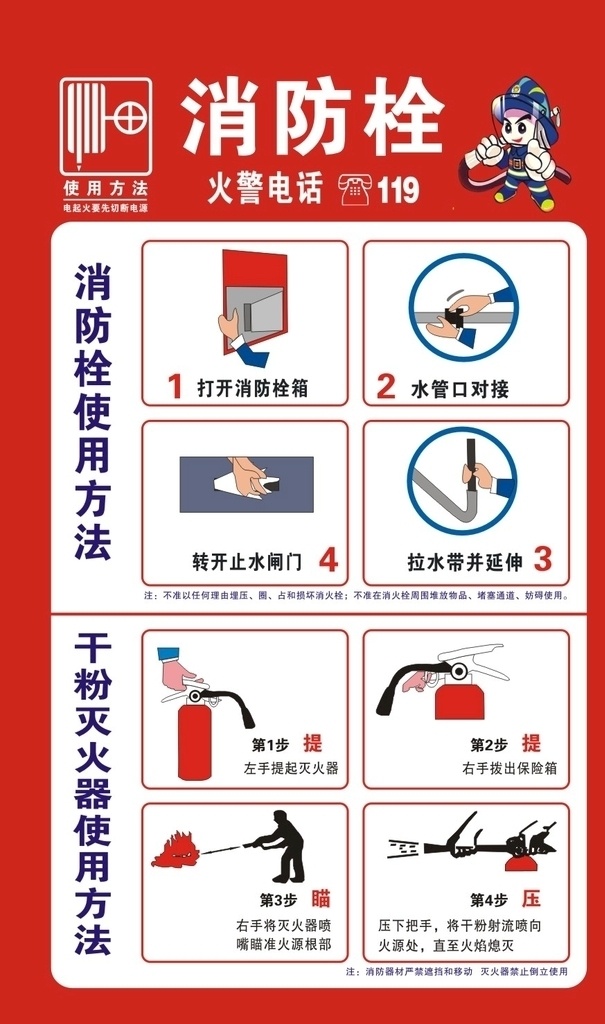 消防栓广告 使用方法 干粉使用方法 灭火器 如何灭火