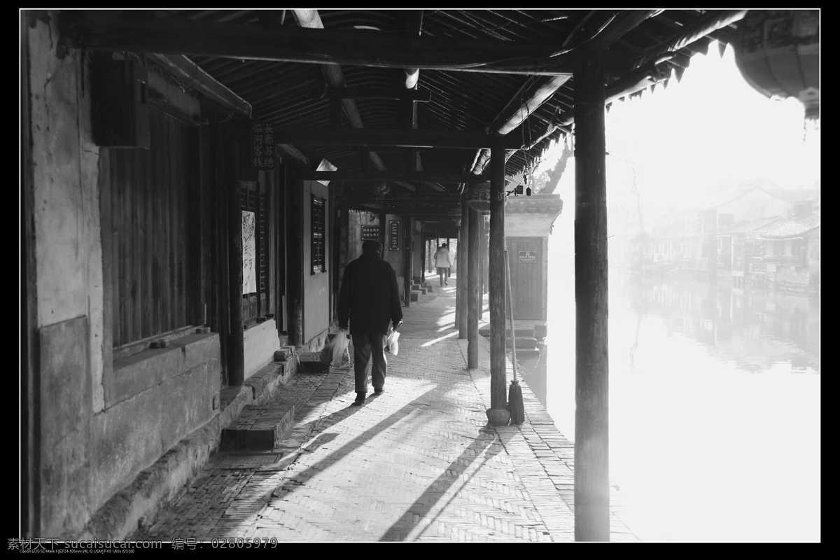 西塘清晨 千年古镇 西塘 水岸人家 清晨 烟雨长廊 黑白照片 春天 江南水乡 国内旅游 旅游摄影