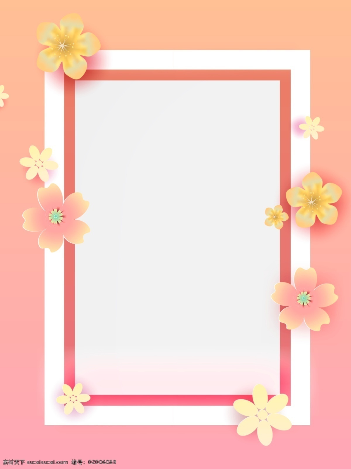 粉色 微 立体 剪纸 花瓣 花朵 相框 背景 微立体