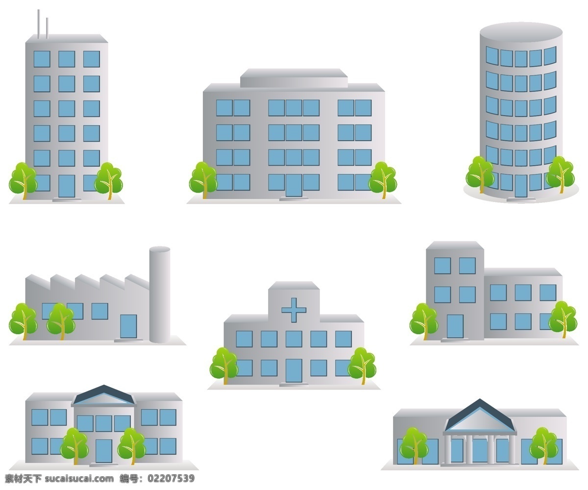 办公楼 城市建筑 房子 工厂 环境设计 建筑家居 建筑模型 建筑设计 楼房 医院 手绘建筑 矢量 装饰素材