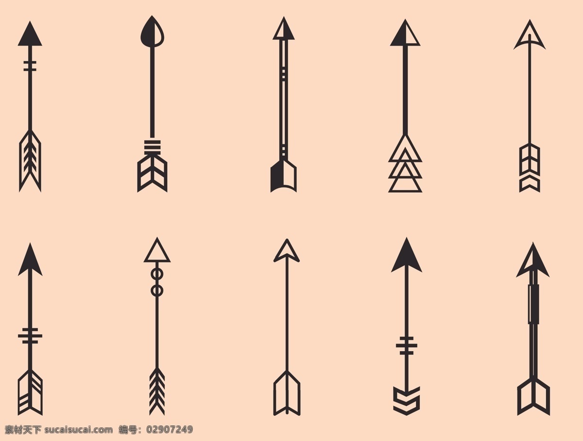线条箭头图标 集合 箭头 矢量 源文件 图标 元素图案