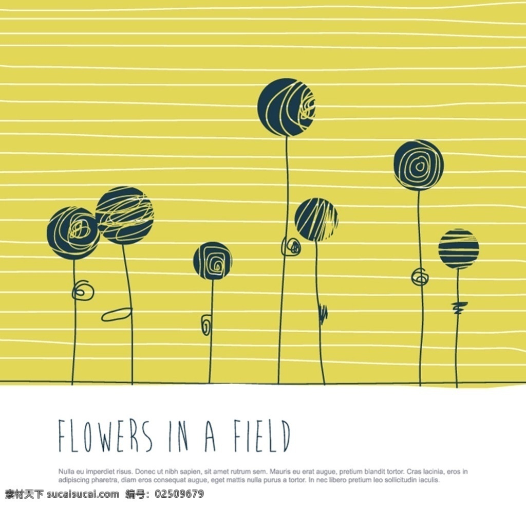 手绘 抽象 花卉 矢量 花朵 花枝 创意 线条 条纹 装饰 卡片 插画 背景 海报 画册 矢量植物 生物世界 花草