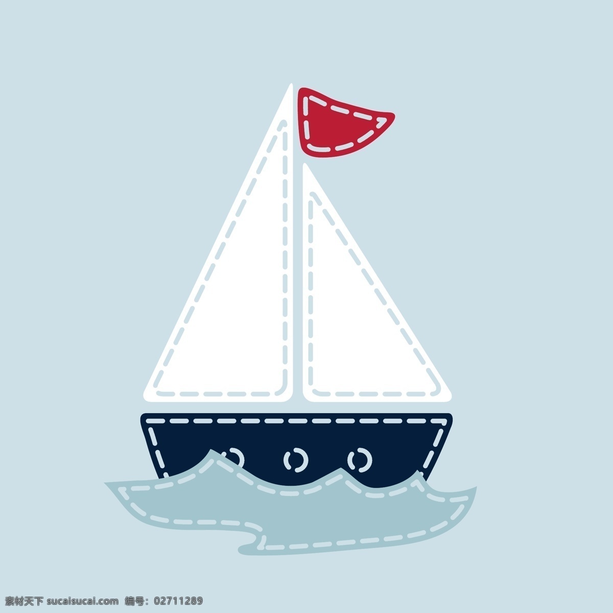 可爱卡通船 交通工具 船 卡通帆船 插画 印花 服装图案 矢量素材 白色