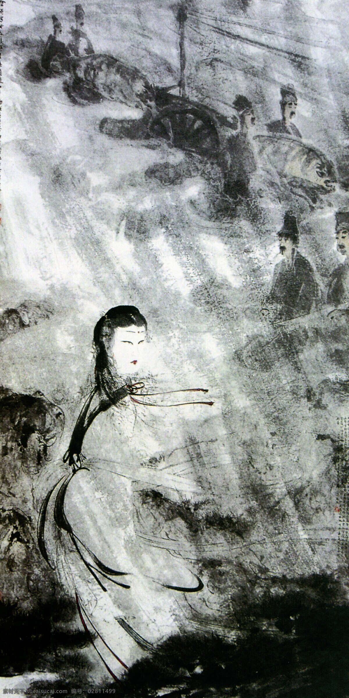 山鬼 图 国画 山水画 水墨画 中国画 中国山水画 山鬼1 文化艺术