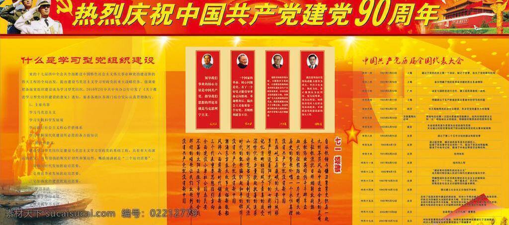七一颂歌 展板模板 热烈 庆祝 中国共产党 建党 周年 什么 学习型 党组织 建设 历届 全国代表大会 矢量 其他展板设计
