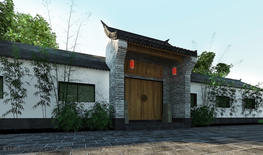四合院 中式 庭院 景观 园林 3d设计 3d作品