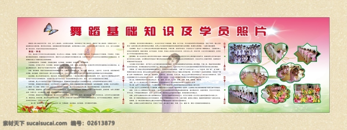 舞蹈 种类 知识 学员 照片 分层 底纹 刊板 源文件 展板 psd源文件