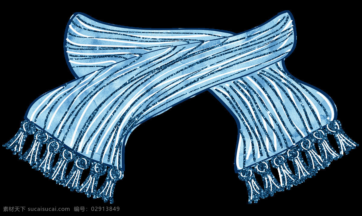 冬季 蓝色 围巾 png素材 保暖 免抠 时装 装饰