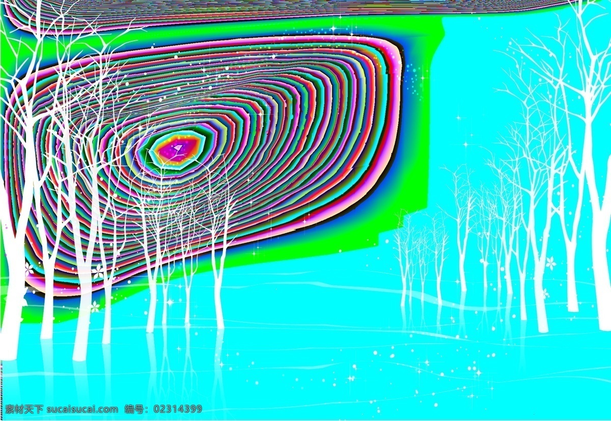 冬季唯美风景 树 紫色背景 梦幻背景 雪 剪影 白色树木 圆圈 光点 星光 线条 花朵 花纹 背景 移门 冬天 设计素材 底纹背景 底纹边框 矢量