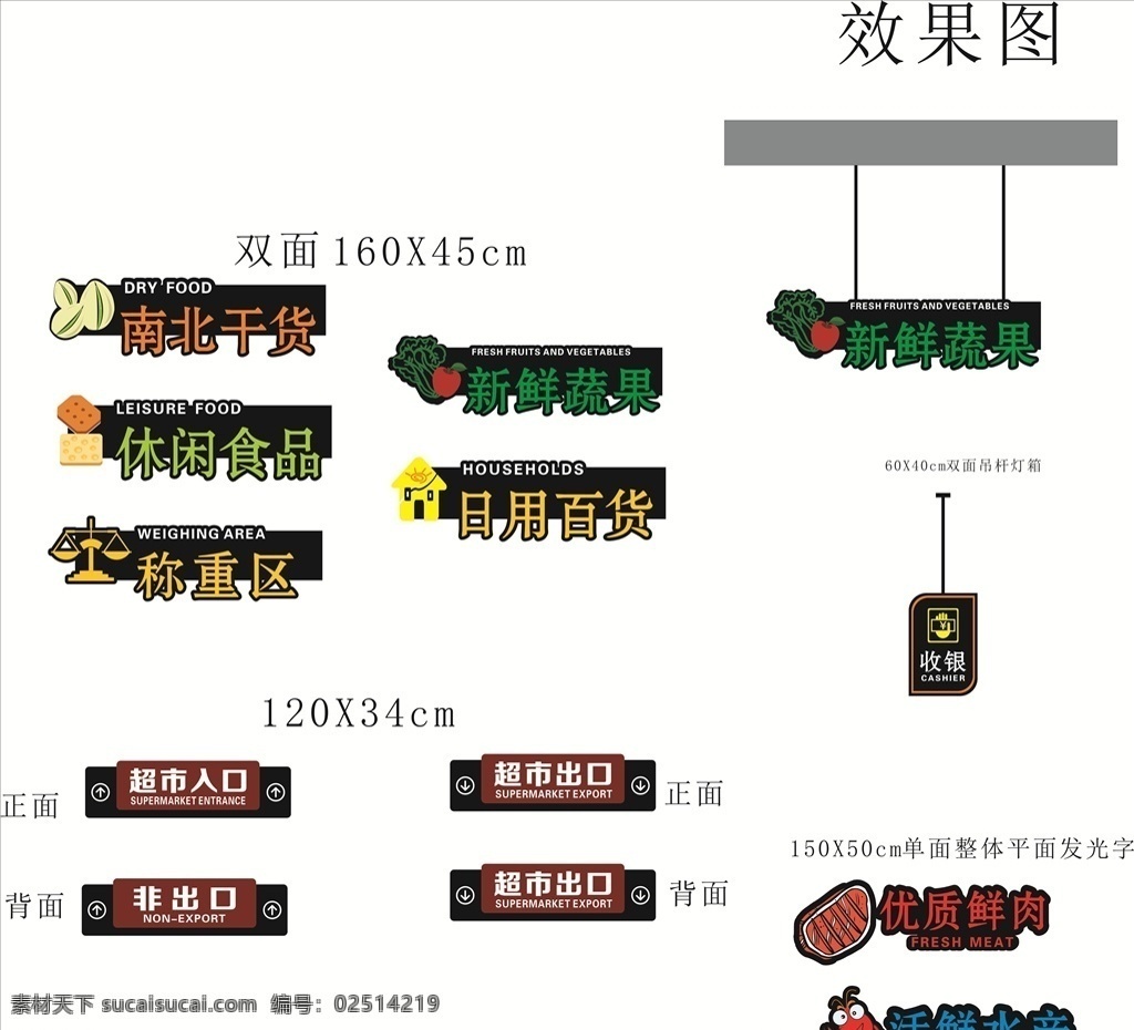 超市吊杆灯箱 超市区域指示 超市分区 商场分区 商场区域指示 区域指示牌 分区指示牌 导向牌发光字 吊杆发光字