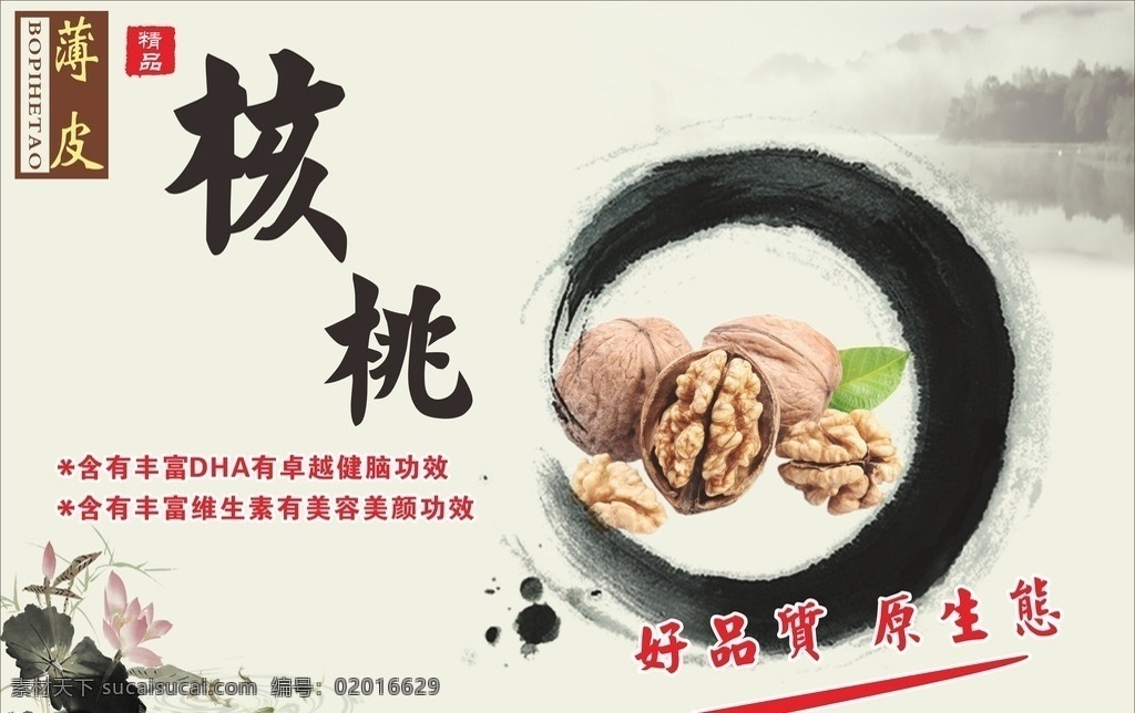 干果 海报 核桃海报 复古背景 核桃产品