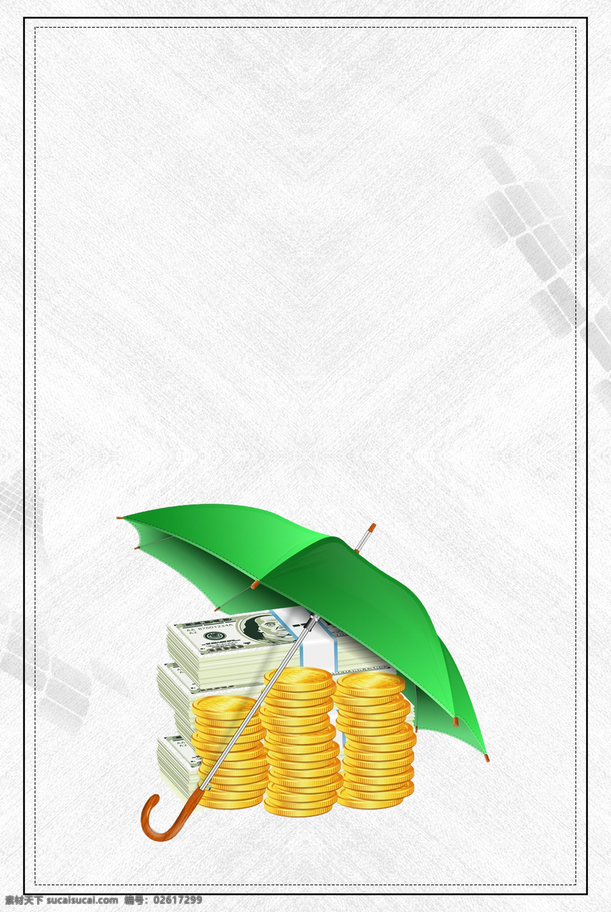 小 清新 金币 雨伞 背景 小清新 灰色 边框 纹理 海报 广告