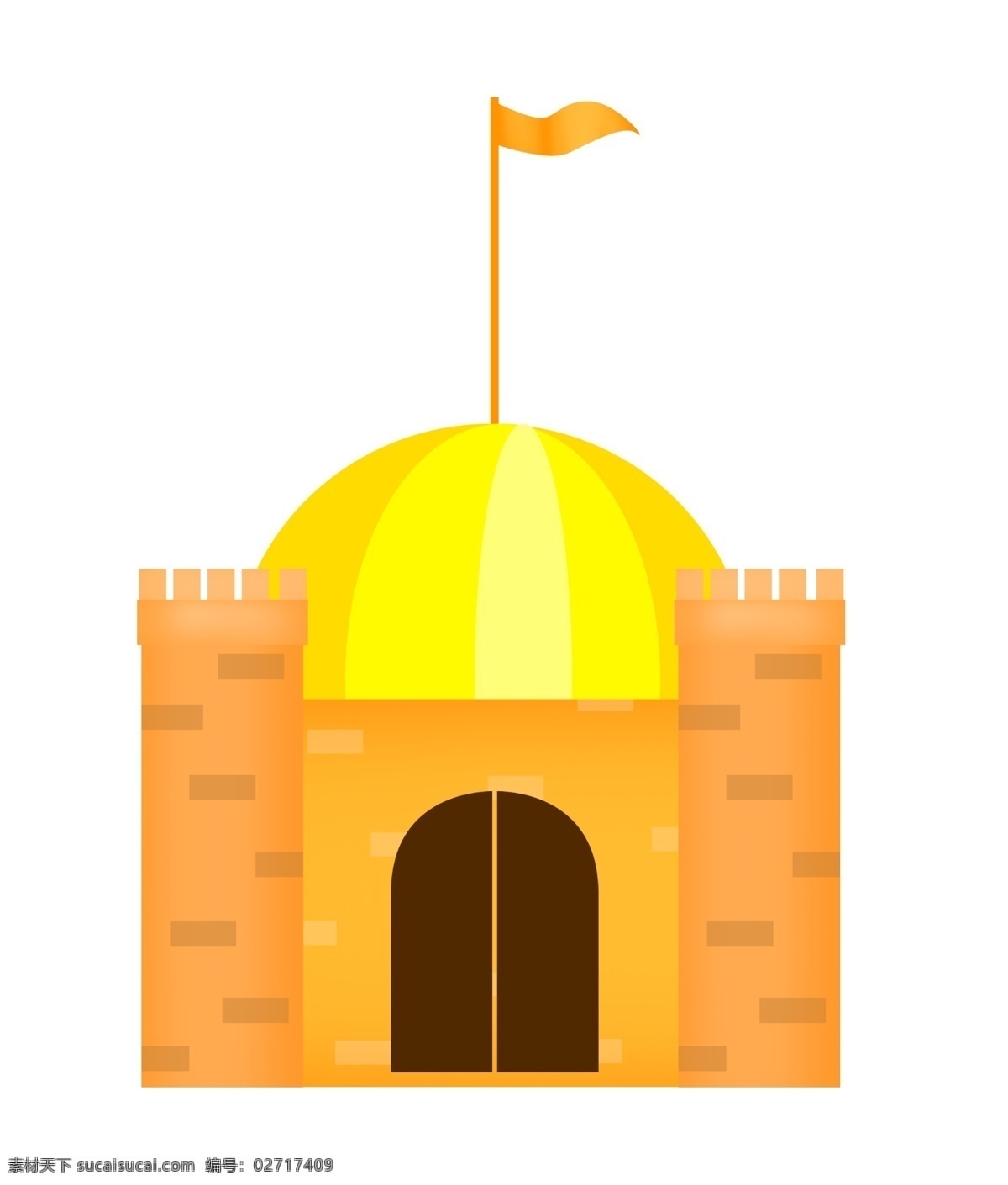 卡通 城堡 建筑 插画 黄色城堡 黄色小旗插画 卡通城堡 公主城堡 堡 童话城堡 迪士尼城堡 卡通建筑