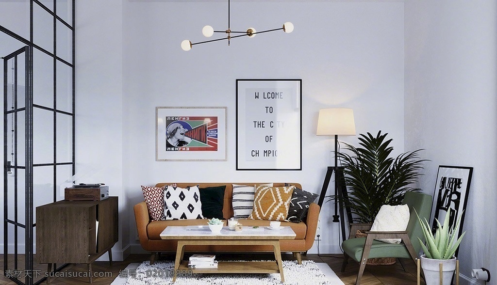 室内装修 灯 植物 沙发 凳子 装修设计 简单 美