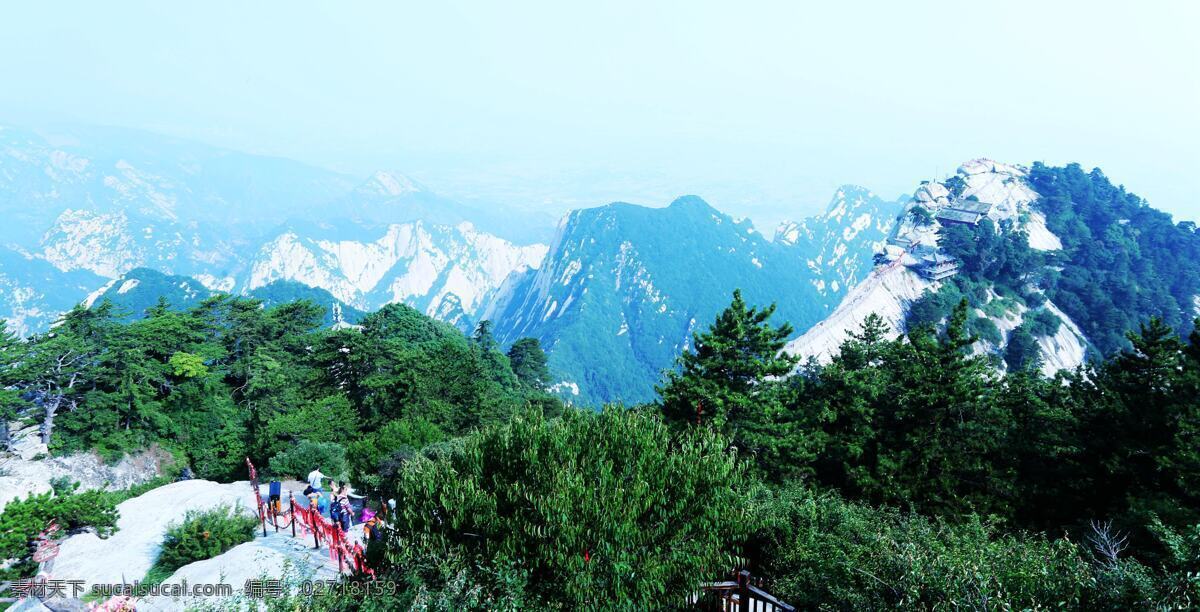 华山西峰 自然风景 华山景观 蓝天 群山 绿树 国内旅游 实景拍摄 旅游摄影