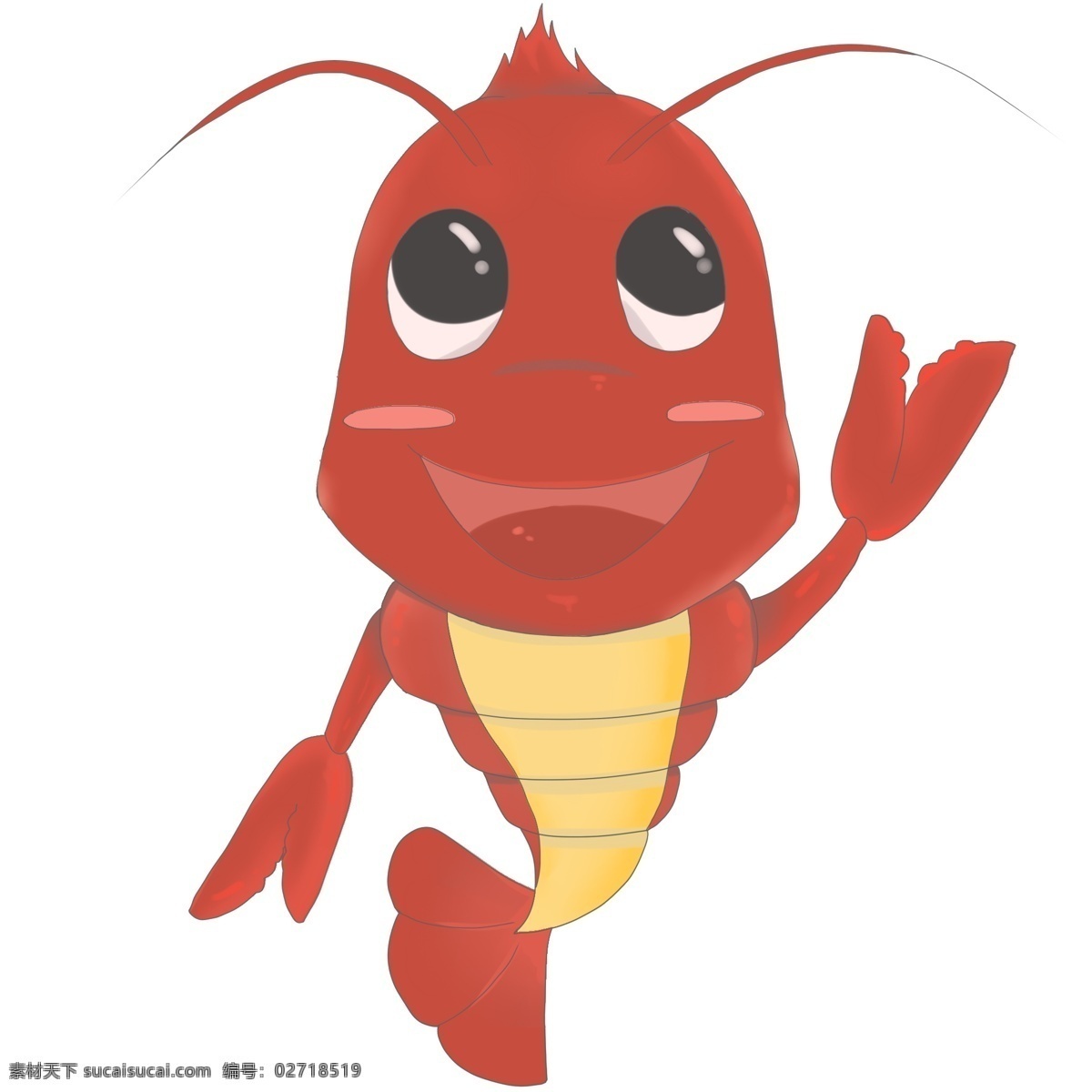 红色 打招呼 虾 插图 立体虾 红色虾 打招呼虾 漂亮的虾 水生动物 昆虫虾 虾图案 黄色肚子 黑色眼睛