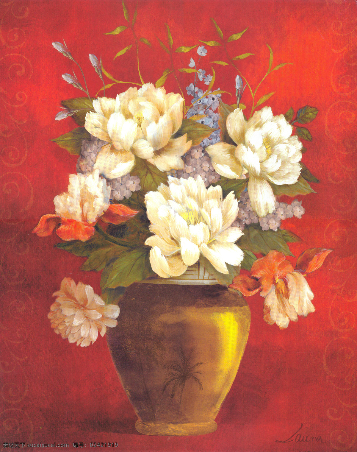鲜花 静物 油画 花卉 花瓶 鲜花油画 油画花朵 绘画艺术 装饰画 无框画 其他艺术 文化艺术 红色