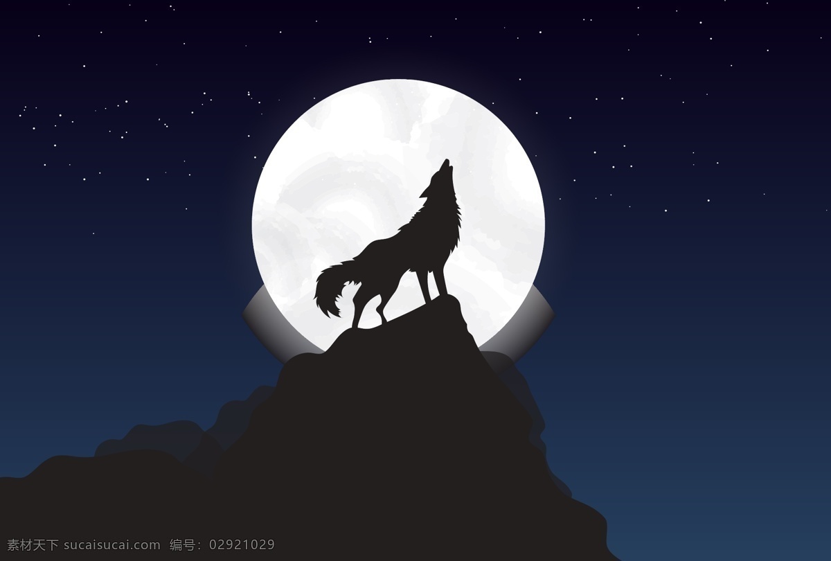 狼人杀 狼 夜色 月亮 山 风景 底图 饿狼传说 动物世界 生物世界 野生动物