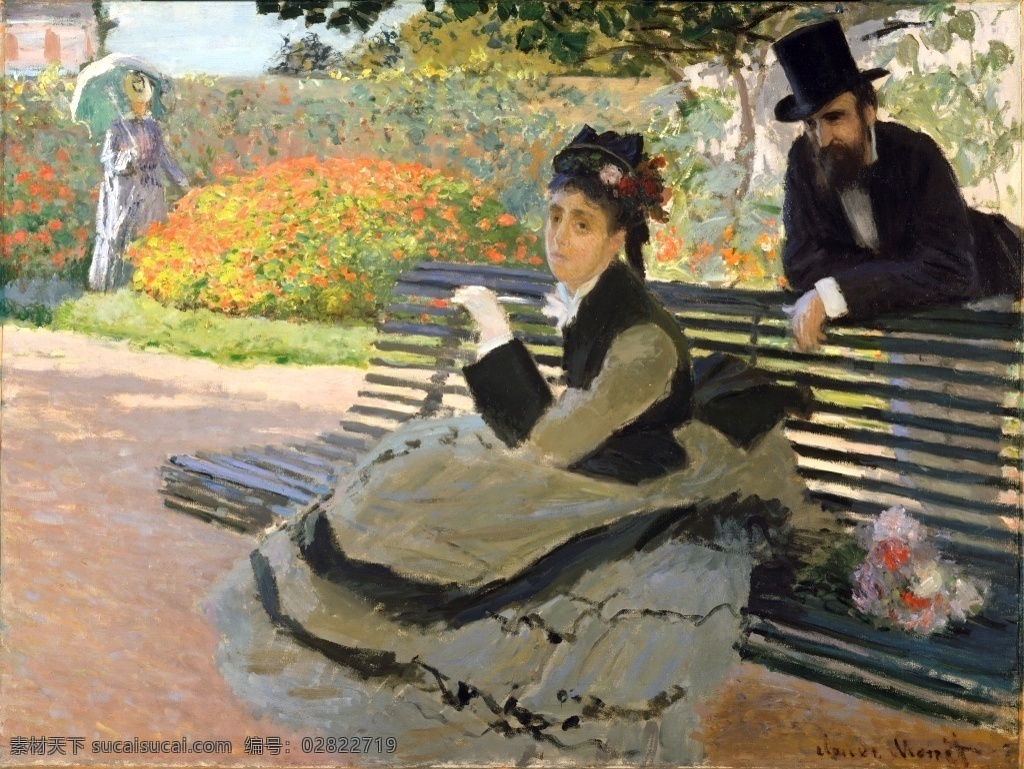 公园 长椅 搭讪 男女 油画 人物 人像油画 装饰画 挂画 简约 无框画