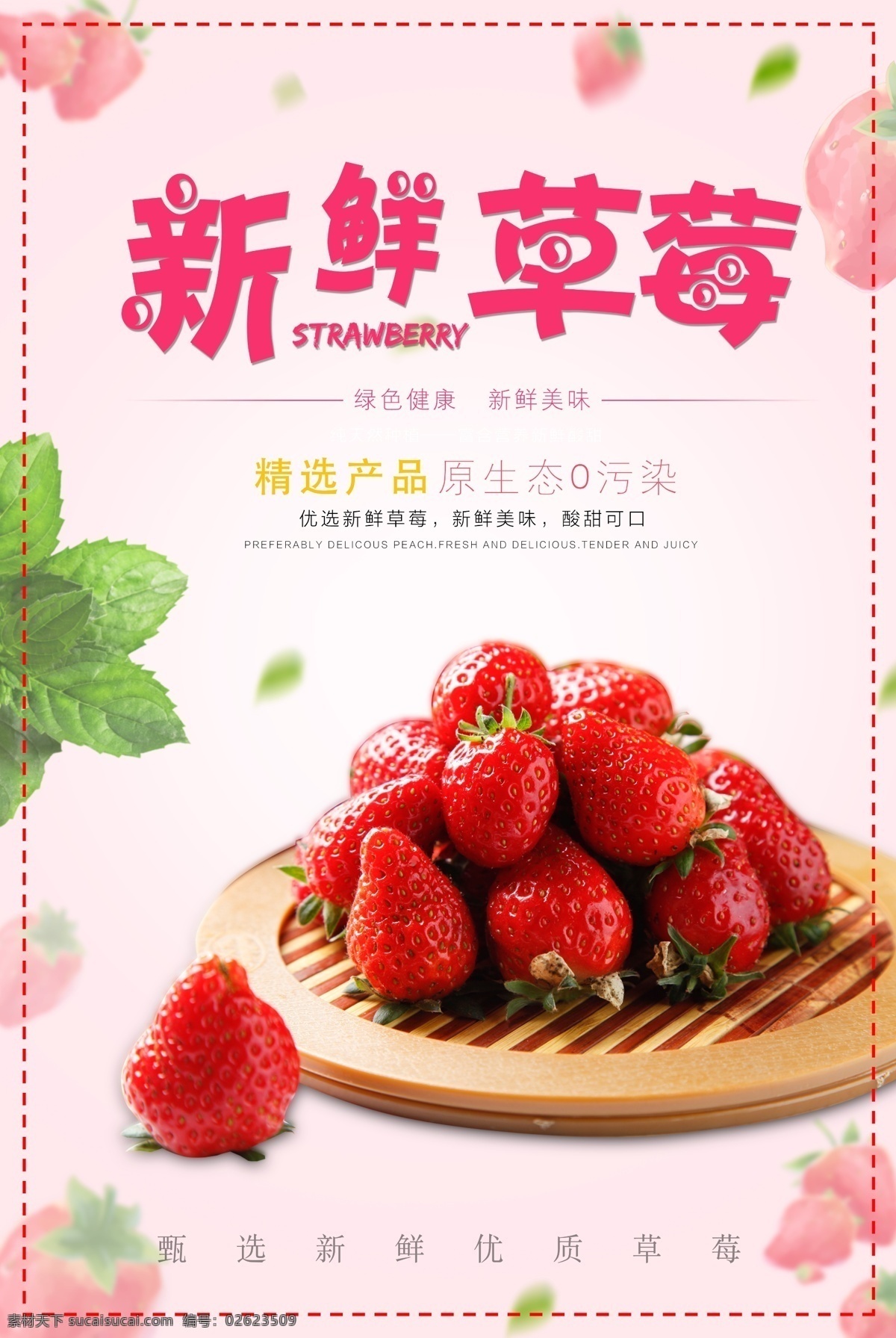 新鲜 草莓 水果 海报 采摘 可口草莓 水果海报 新鲜水果 天然可口 食物 绿色健康 优质 当季水果