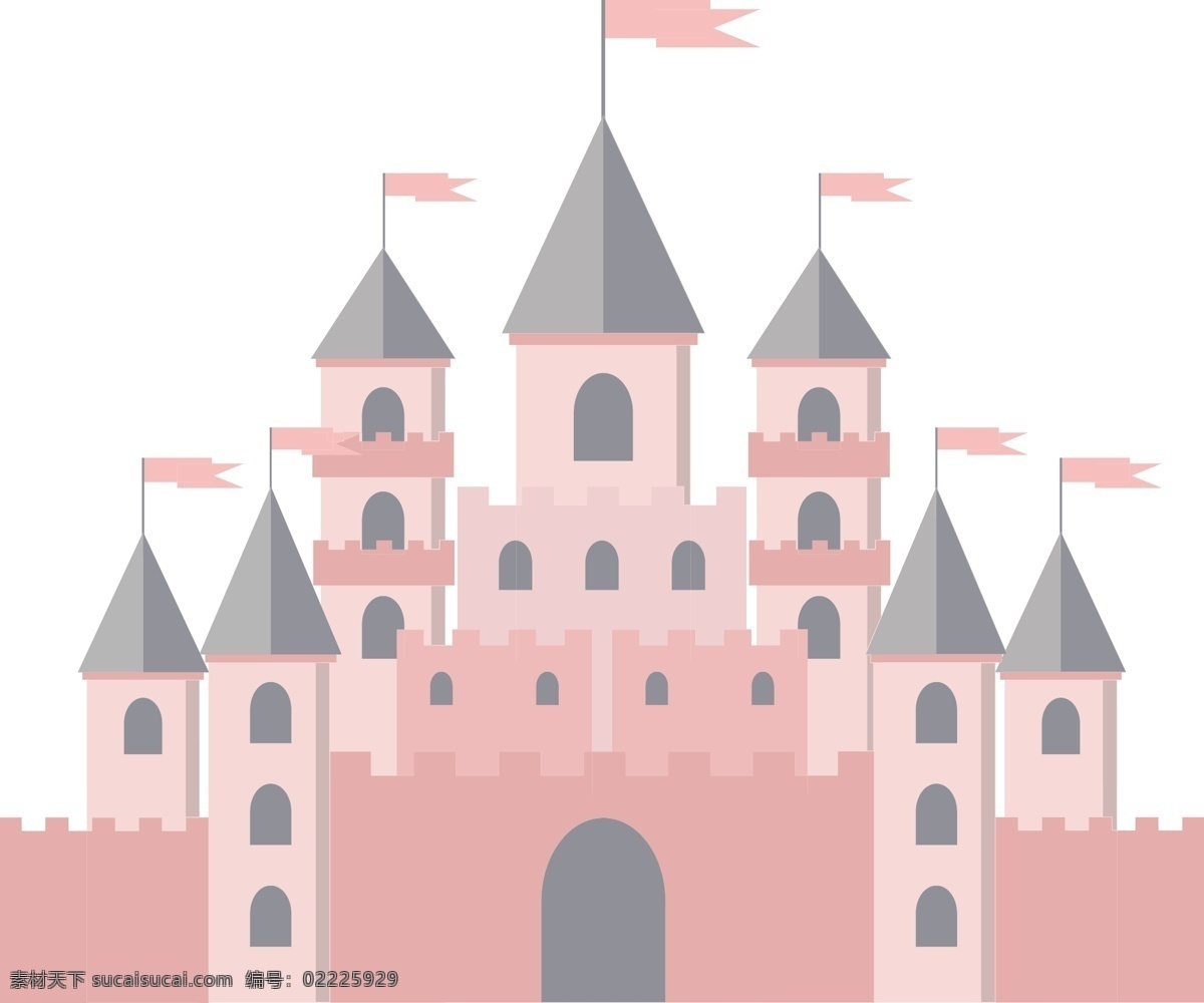 城堡 建筑 卡通 插画 卡通插画 城堡插画 建筑插画 城堡建筑 别墅房子 粉色的城堡 好看的城堡