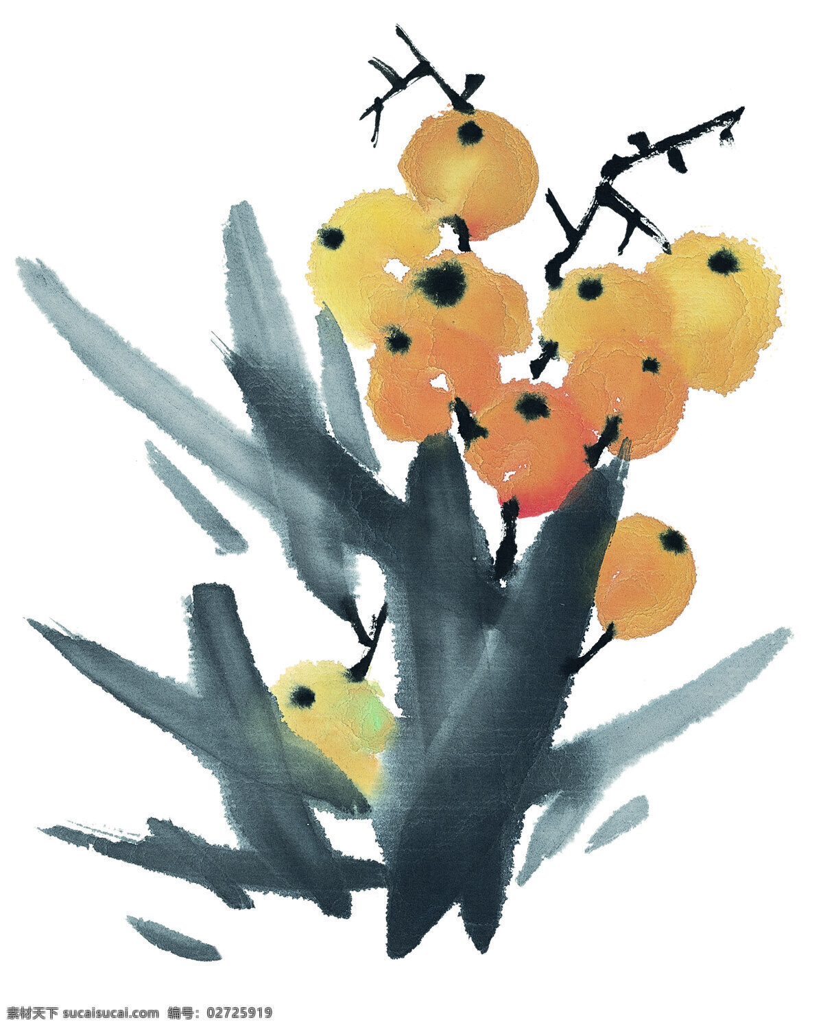 沙棘免费下载 工笔 国画 绘画 墨染 水果 桃子 写意 艺术 中国画 沙棘 文化艺术