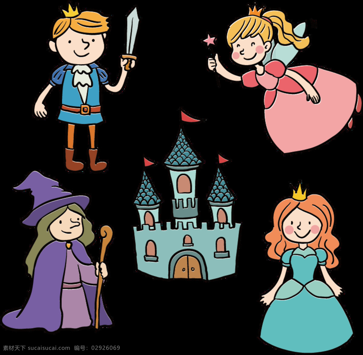 卡通 童话 人物 城 城堡 公主 天使 童话世界 童话巫师 巫婆