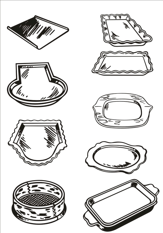 手绘餐具器皿 餐具器皿 餐具 器皿 线描餐具 线描的 动漫动画