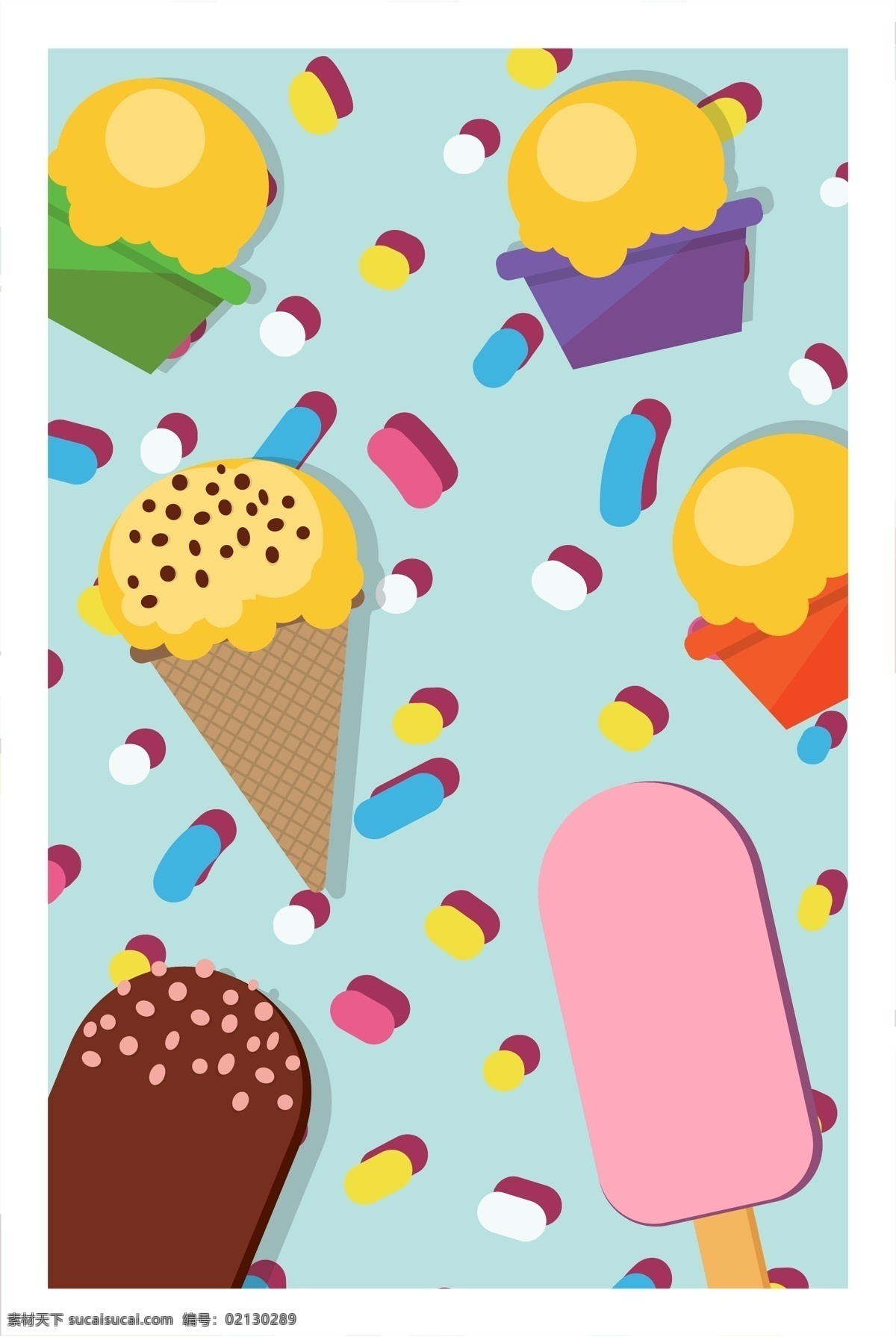 冰淇淋 菜单 传单 冰淇淋店 冰棒 锥体 碗 旗帜 模板 粉 蓝色 温和的颜色 创作的 现代 装饰 插图 最小 最小的设计 样式 新潮 介绍 新鲜的矢量 美丽的矢量