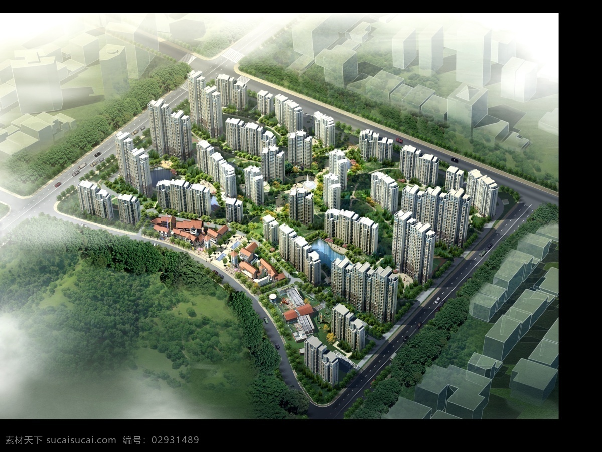 厂房鸟瞰图 厂房 绿化带 鸟瞰图 厂房图 黑色