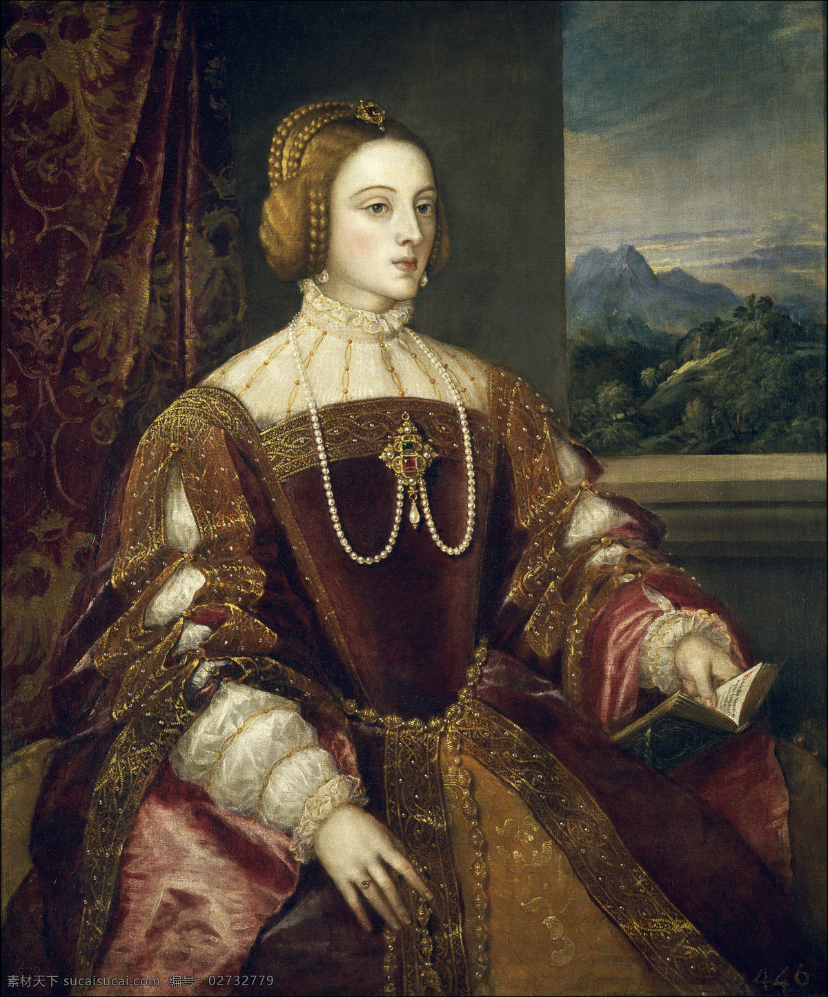 绘画书法 文化艺术 油画 葡萄牙 公主 莎 贝拉 圣 罗马 皇帝 查理 五世 皇后 西班牙王后 菲利普 二世 母 美丽端庄 世纪 巴洛克 时代 装饰素材