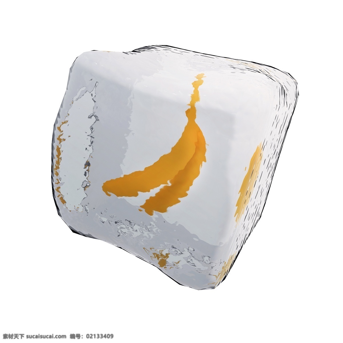 立体 水果 冰块 图 质感 创意 香蕉 夏天 凉爽 仿真 套图
