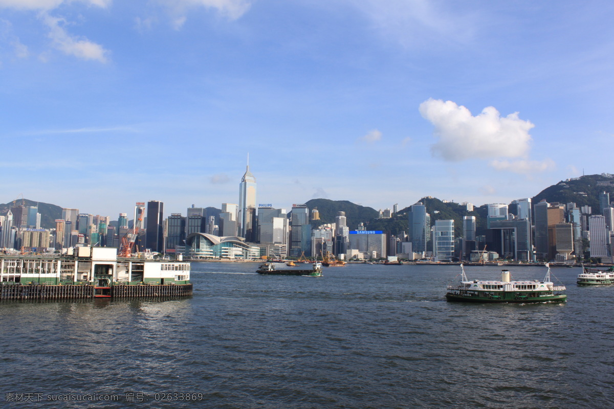 维 港 白云 船 大厦 高楼 海景 建筑景观 金融 蓝天 维港 香港 维多利亚港 自然景观 风景 生活 旅游餐饮