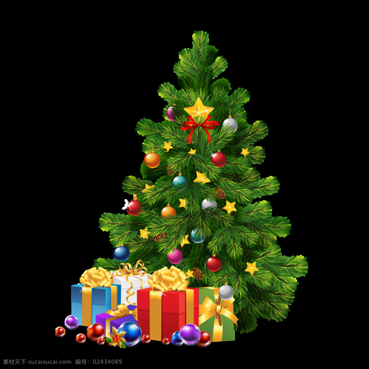 圣诞树 礼物 元素 矢量 绿色圣诞树 彩色礼盒 铃铛 圣诞节