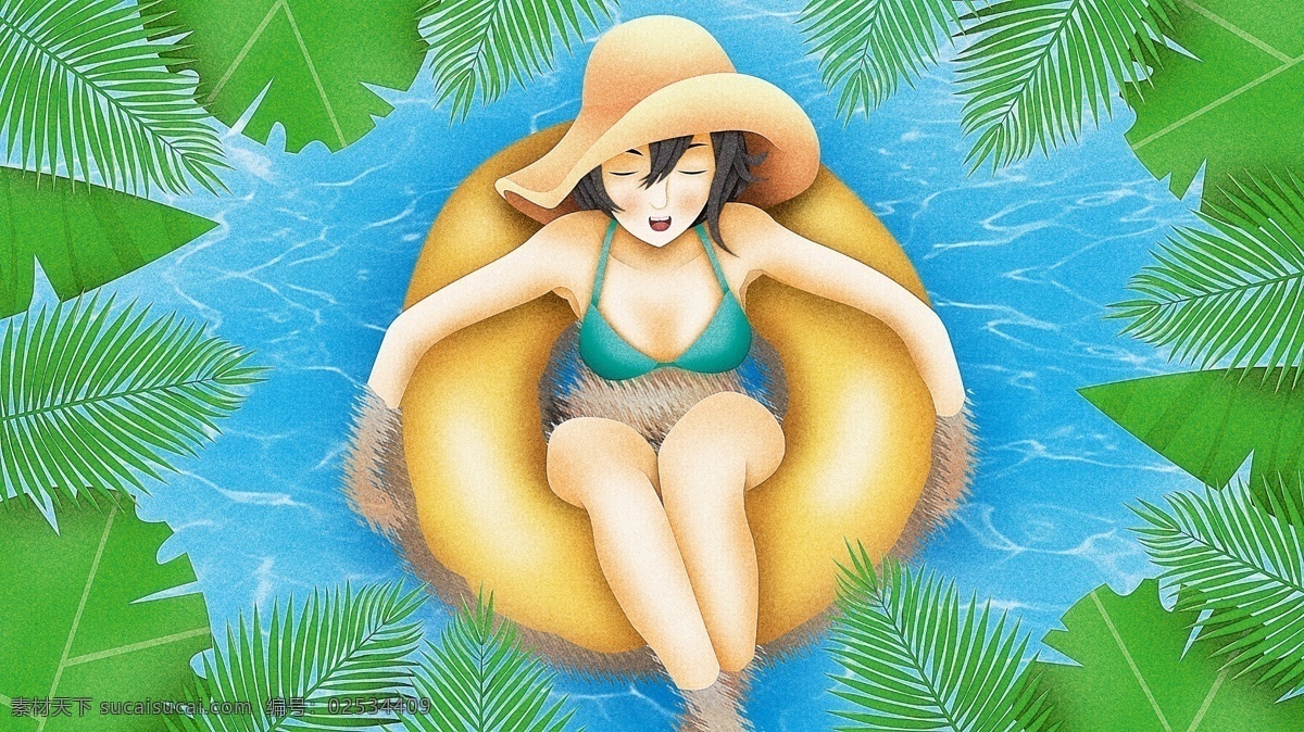 小 清新 夏天 游泳 避暑 纳凉 比基尼 美女 原创 插画 小清新 美女插画 小清新插画 夏天插画 纳凉插画 避暑插画 游泳插画 比基尼插画 小暑 小暑插画 大暑 大暑插画