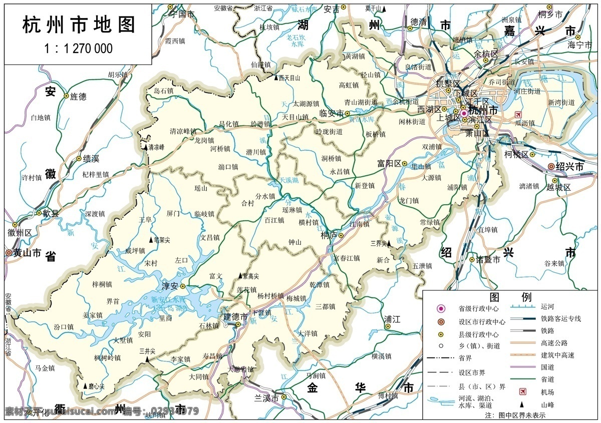 浙江省 杭州市 标准 地图 32k 杭州市地图 标准地图 地图模板 杭州地图
