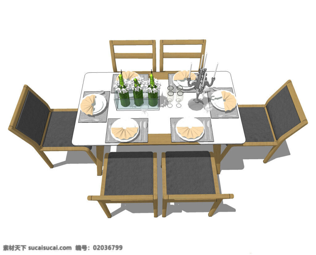 家居 客厅 su 模型 综合 效果图 舒适 彩色 西餐 3d模型 桌椅子模型 家居效果图 3d综合模型