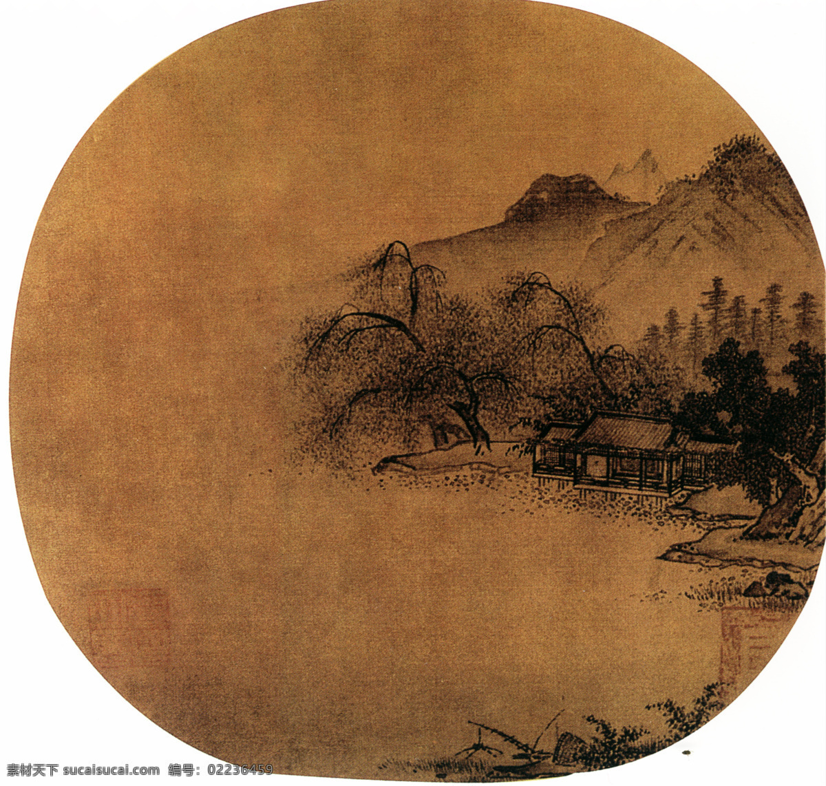 山水 名画 书画 荷 汀 水阁 图 古画 山水画 书画真迹 中国水墨画 荷汀水阁图 文化艺术