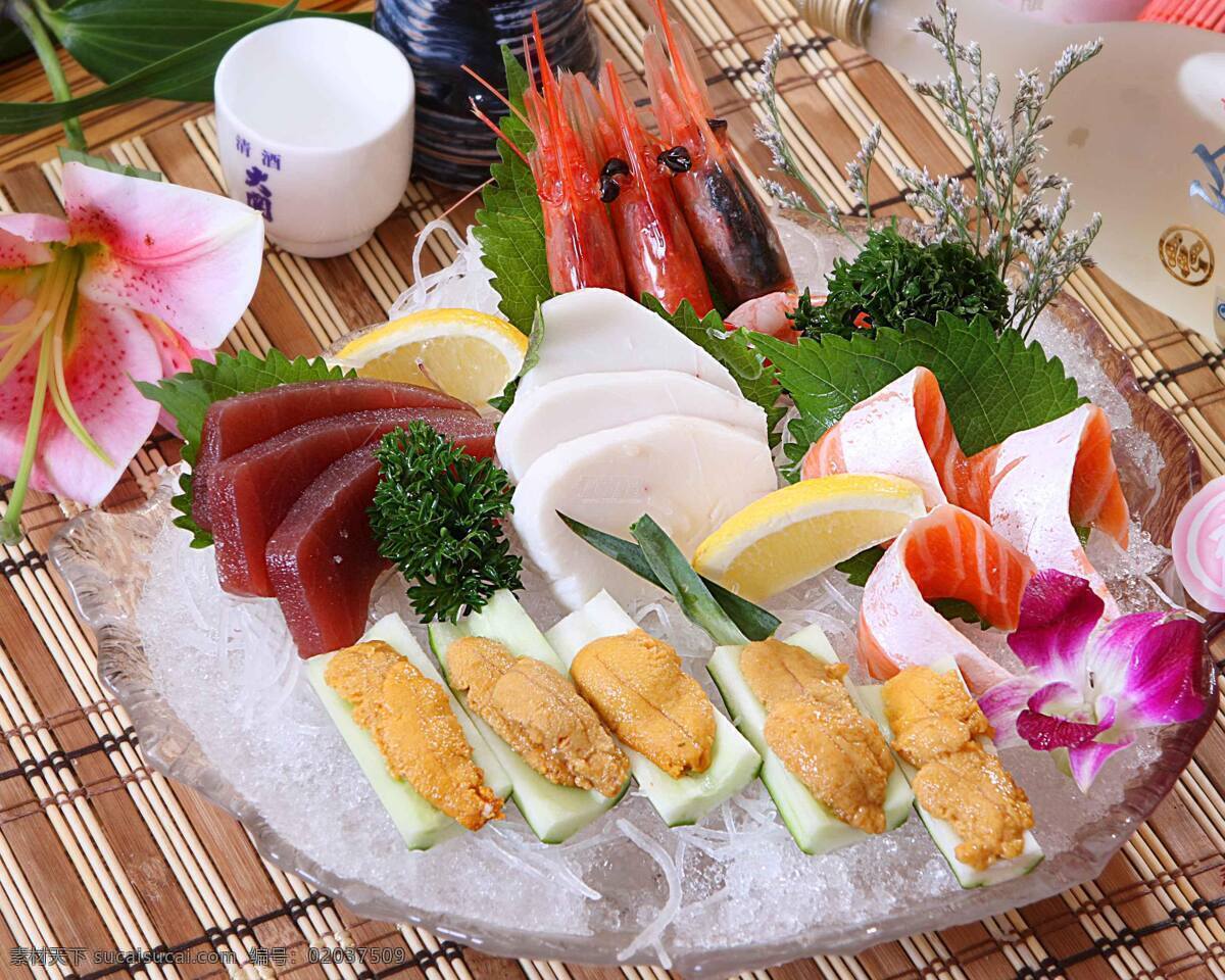 刺身 日本料理 生鱼片 海鲜 料理 美食 花卉 传统美食 餐饮美食