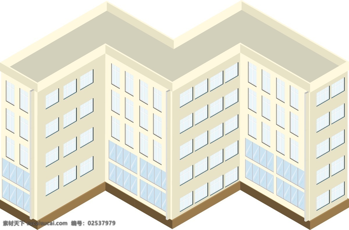d 白色 高层建筑 场景 高层 建筑 2.5d