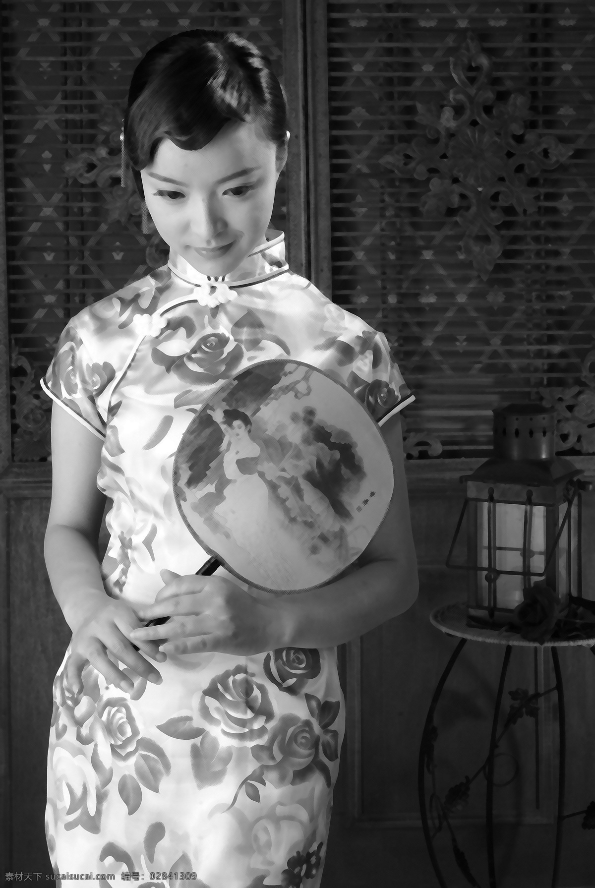 幻想海 美女 室内摄影 照片 写真 苹果 背景 书 笑容 指甲 大眼睛 淡妆 扇子 中国风 人物摄影 人物图库
