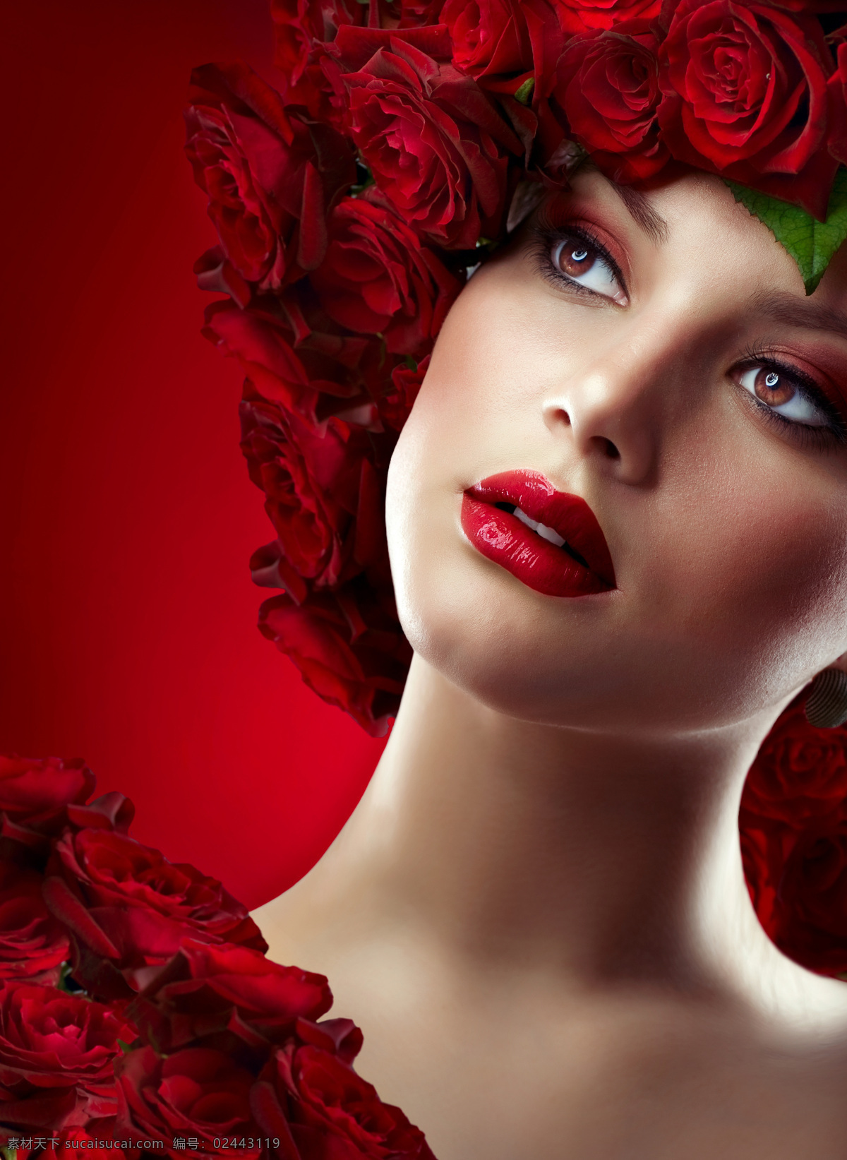 性感 红唇 美女图片 女人 女性 性感美女 模特 美女写真 鲜花 花朵 花卉 玫瑰花 红玫瑰 人物图片
