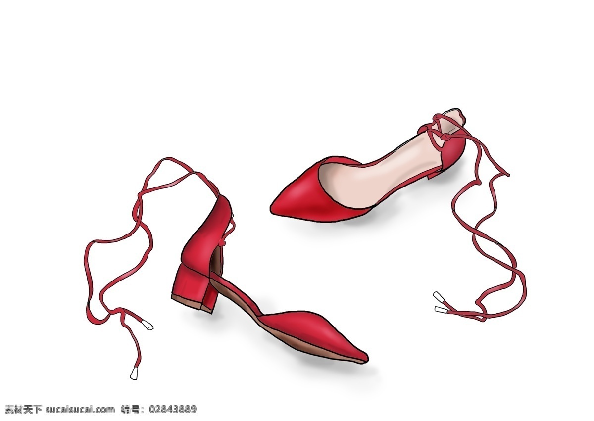 手绘 夏季 女生 红色 高跟鞋 电商 女性 天猫 淘宝 插画 卡通 鞋子 女鞋 凉鞋 女人节 销售 商场