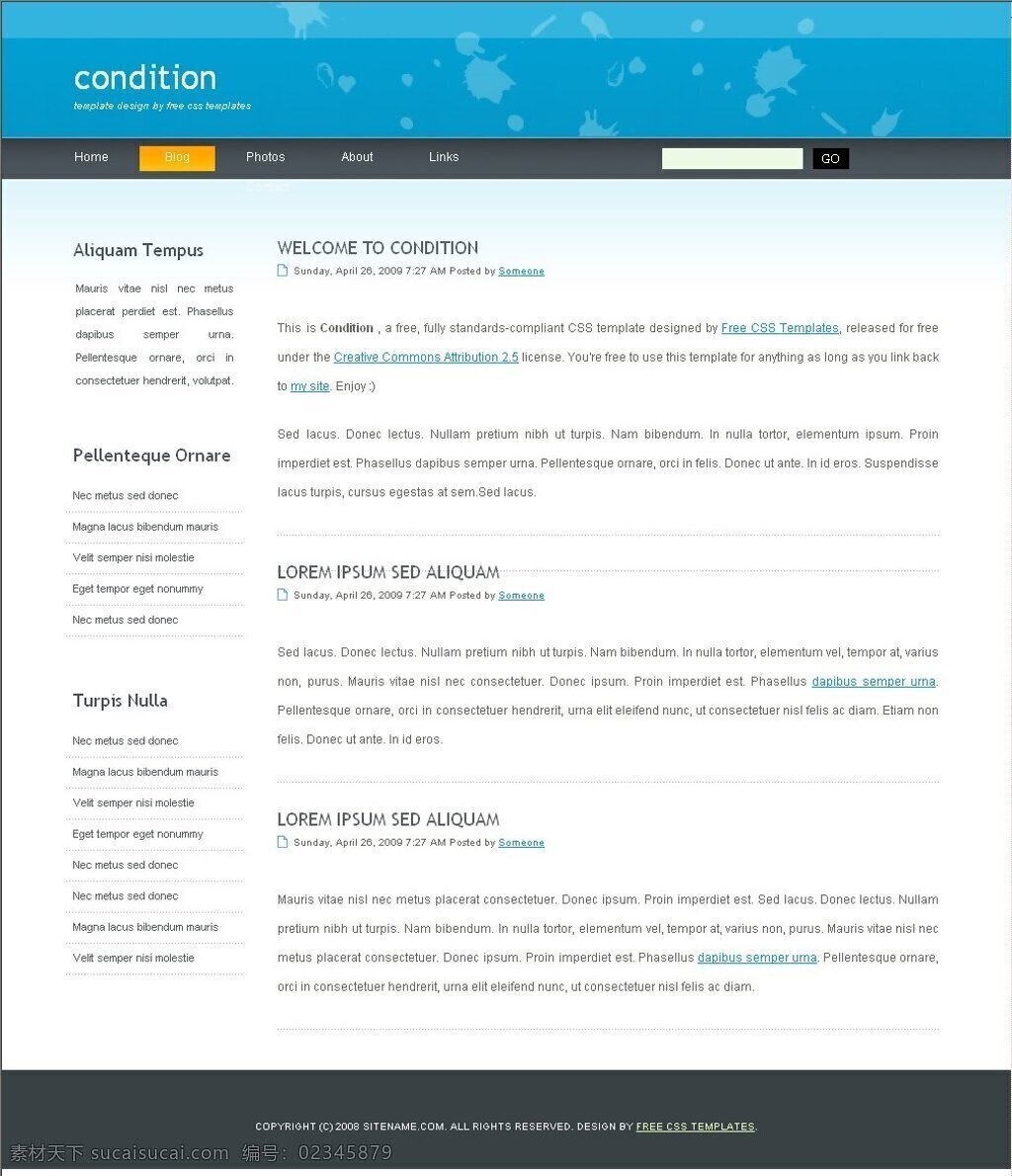蓝色 科技 blog 网页模板 网页素材 网页代码