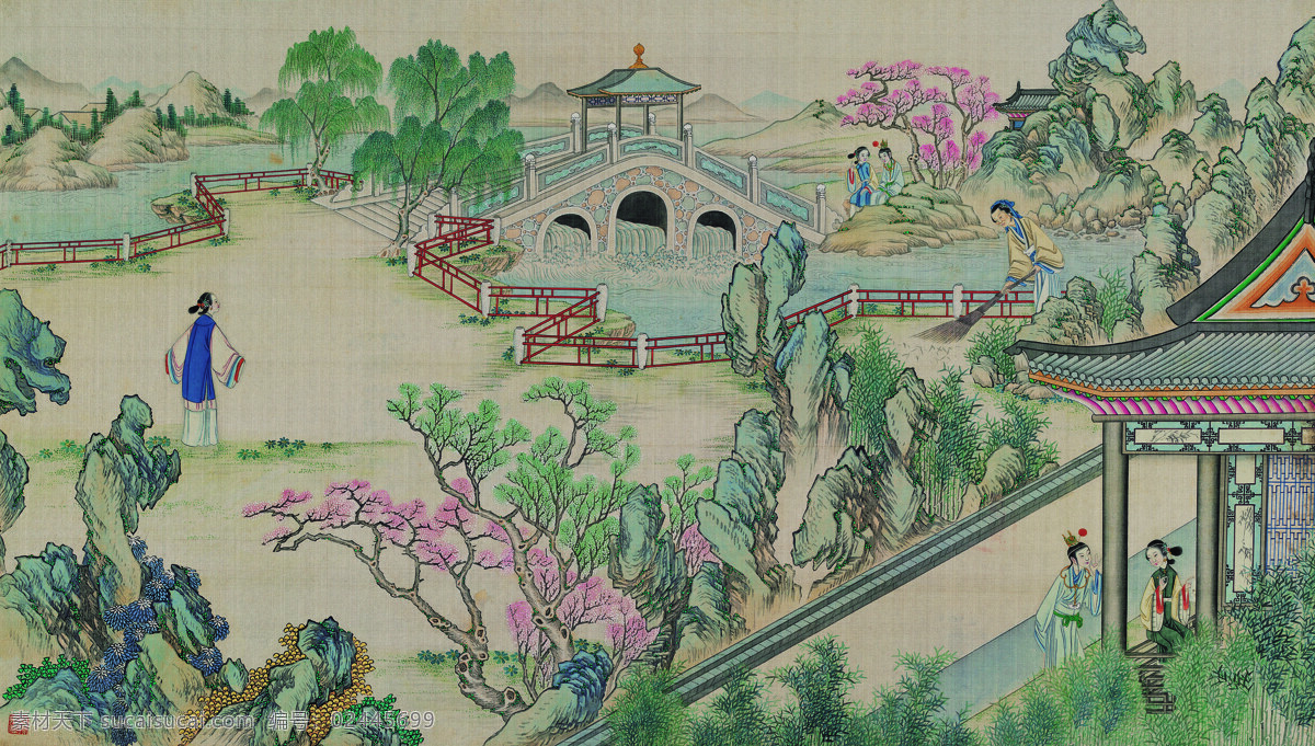 红楼梦 高清 场景 工笔画 文化艺术 绘画书法