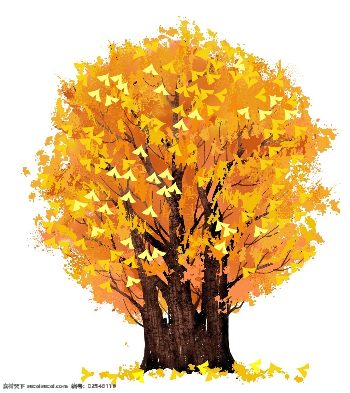 一棵树 黄色 叶子 树木 树叶黄了 秋季树木 黄色叶子 植物 黄色叶子树木 树木插图 树干