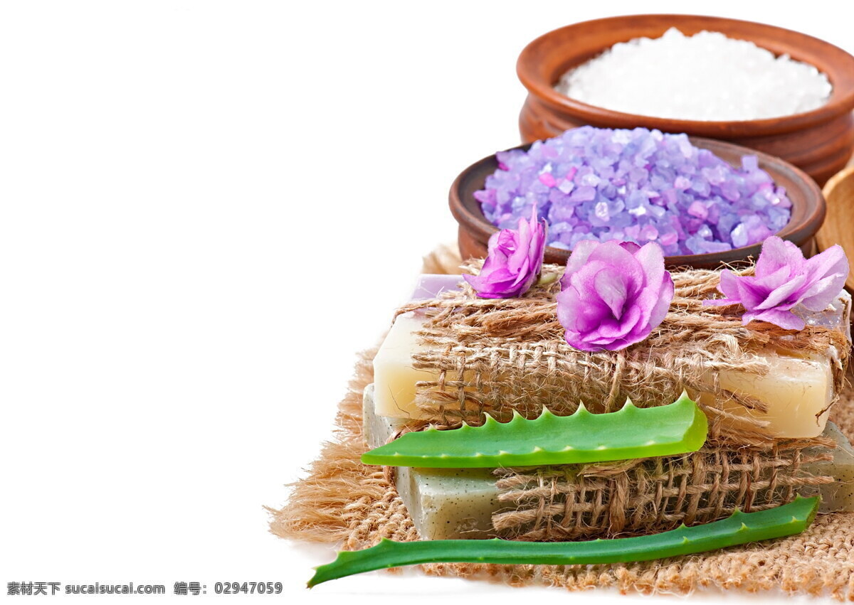 spa美容 盐 竹盐香皂 芦荟 鲜花 花朵 毛巾 水疗 养生 养颜 紫色 spa 美容 生活百科 娱乐休闲