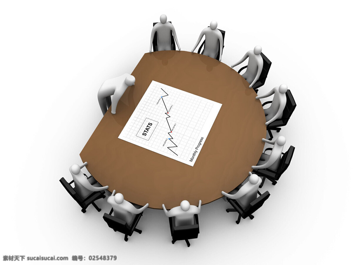 开会 3d小人 会议 讨论 头脑风暴 交流 沟通 互动 交换意见
