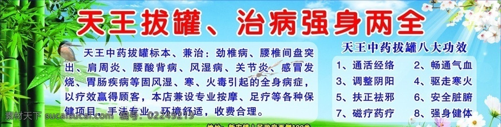 天王拔罐 治病强身两全 医疗保健 生活百科 矢量
